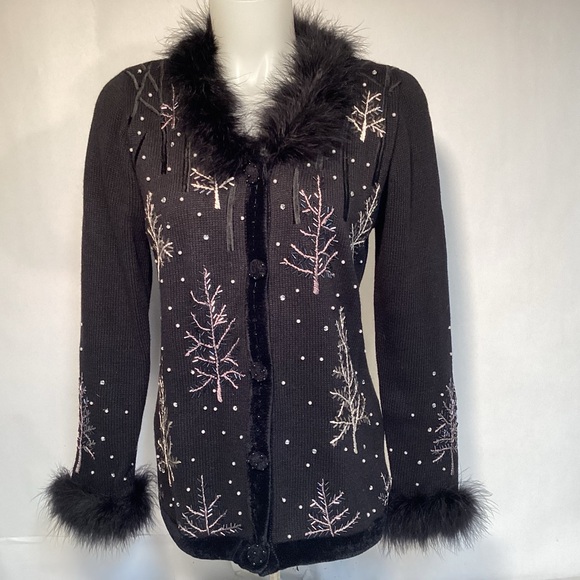 berek Sweaters - Berek Embellished Holiday Cardigan Sweater Women’s Size Small